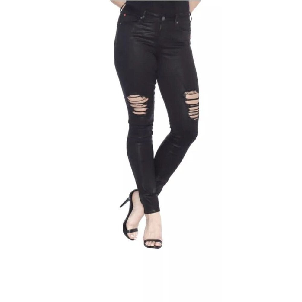 SLINK Jeans $129 Distressed Coated Skinny Jeans NEW‎ Sz 10 Silvia